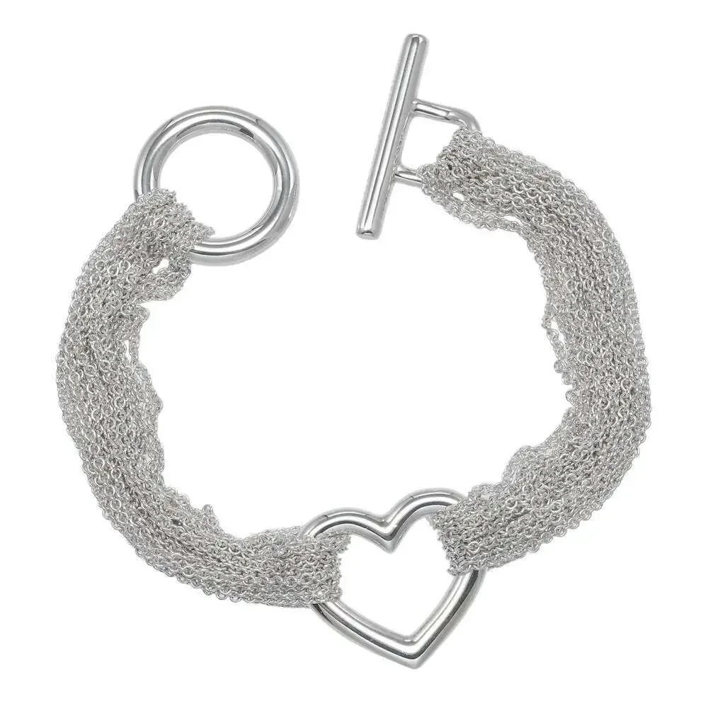 TIFFANY Silver Heart Charm Bracelet